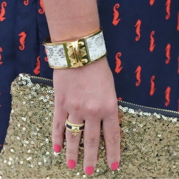 Stella & Dot Bello Faux Snakeskin Cuff Bangle - Picture 1 of 5